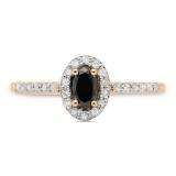 0.50 Carat (ctw) 10K Rose Gold Oval Cut Black & Round White Diamond Ladies Halo Bridal Engagement Ring 1/2 CT