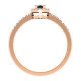 0.50 Carat (ctw) 10K Rose Gold Oval Cut Black & Round White Diamond Ladies Halo Bridal Engagement Ring 1/2 CT