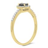0.50 Carat (ctw) 10K Yellow Gold Oval Cut Black & Round White Diamond Ladies Halo Bridal Engagement Ring 1/2 CT