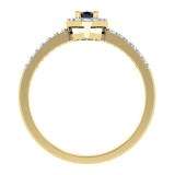 0.50 Carat (ctw) 10K Yellow Gold Oval Cut Black & Round White Diamond Ladies Halo Bridal Engagement Ring 1/2 CT