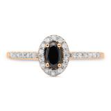 0.50 Carat (ctw) 14K Rose Gold Oval Cut Black & Round White Diamond Ladies Halo Bridal Engagement Ring 1/2 CT
