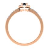 0.50 Carat (ctw) 14K Rose Gold Oval Cut Black & Round White Diamond Ladies Halo Bridal Engagement Ring 1/2 CT
