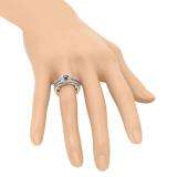 1.15 Carat (ctw) 18K Rose Gold Round White & Black Diamond Ladies Halo Style Bridal Engagement Ring With Matching Band Set