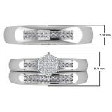 0.30 Carat (ctw) Sterling Silver Round Cut Diamond Men & Women's Engagement Ring Trio Bridal Set 1/3 CT