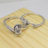 0.50 Carat (ctw) 10K White Gold Round Diamond Ladies Swirl Bridal Engagement Ring Matching Band Set 1/2 CT