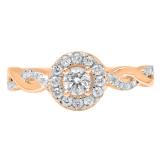 0.55 Carat (ctw) 10K Rose Gold Round Cut Diamond Ladies Swirl Bridal Halo Engagement Ring 1/2 CT