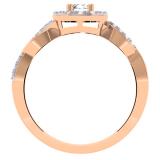 0.55 Carat (ctw) 10K Rose Gold Round Cut Diamond Ladies Swirl Bridal Halo Engagement Ring 1/2 CT