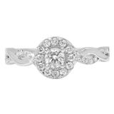0.55 Carat (ctw) 10K White Gold Round Cut Diamond Ladies Swirl Bridal Halo Engagement Ring 1/2 CT