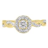 0.55 Carat (ctw) 14K Yellow Gold Round Cut Diamond Ladies Swirl Bridal Halo Engagement Ring 1/2 CT