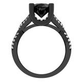 3.75 Carat (ctw) Black Rhodium Plated 10K White Gold Round Black & White Diamond Ladies Vintage Style Swirl Bridal Engagement Ring 3 3/4 CT