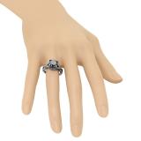 3.75 Carat (ctw) Black Rhodium Plated 14K White Gold Round Black & White Diamond Ladies Vintage Style Swirl Bridal Engagement Ring 3 3/4 CT
