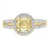 0.33 Carat (ctw) 10K Yellow Gold Round Diamond Ladies Split Shank Bridal Semi Mount Engagement Ring 1/3 CT (No Center Stone)