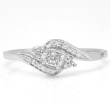 0.20 Carat (ctw) 14K White Gold Round Diamond Ladies Twisted Swirl Promise Engagement Ring 1/5 CT
