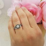 0.55 Carat (ctw) 10K White Gold Round White & Black Diamond Ladies Swirl Style Cluster Flower Engagement Ring