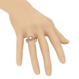 0.55 Carat (ctw) 14K Rose Gold Round White & Black Diamond Ladies Swirl Style Cluster Flower Engagement Ring