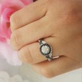 0.55 Carat (ctw) 18K White Gold Round White & Black Diamond Ladies Swirl Style Cluster Flower Engagement Ring