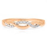0.10 Carat (ctw) 10K Rose Gold Round Cut Diamond Ladies Bridal Anniversary Wedding Band Stackable Swirl Ring