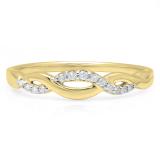 0.10 Carat (ctw) 10K Yellow Gold Round Cut Diamond Ladies Bridal Anniversary Wedding Band Stackable Swirl Ring