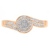 0.25 Carat (ctw) 10K Rose Gold Round Cut Diamond Ladies Twisted Swirl Cluster Engagement Ring 1/4 CT