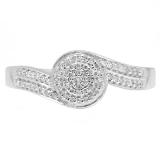 0.25 Carat (ctw) 10K White Gold Round Cut Diamond Ladies Twisted Swirl Cluster Engagement Ring 1/4 CT