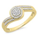 0.25 Carat (ctw) 18K Yellow Gold Round Cut Diamond Ladies Twisted Swirl Cluster Engagement Ring 1/4 CT