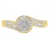 0.25 Carat (ctw) 18K Yellow Gold Round Cut Diamond Ladies Twisted Swirl Cluster Engagement Ring 1/4 CT