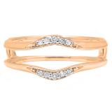 0.10 Carat (ctw) 10K Rose Gold Round Diamond Ladies Anniversary Wedding Band Guard Double Ring 1/10 CT