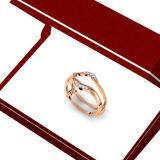 0.10 Carat (ctw) 10K Rose Gold Round Diamond Ladies Anniversary Wedding Band Guard Double Ring 1/10 CT