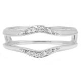 0.10 Carat (ctw) 10K White Gold Round Diamond Ladies Anniversary Wedding Band Guard Double Ring 1/10 CT