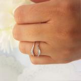 0.10 Carat (ctw) 10K White Gold Round Diamond Ladies Anniversary Wedding Band Guard Double Ring 1/10 CT