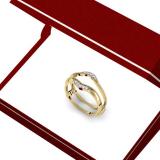0.10 Carat (ctw) 10K Yellow Gold Round Diamond Ladies Anniversary Wedding Band Guard Double Ring 1/10 CT