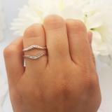 0.10 Carat (ctw) 14K White Gold Round Diamond Ladies Anniversary Wedding Band Guard Double Ring 1/10 CT