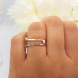 0.10 Carat (ctw) 14K White Gold Round Diamond Ladies Anniversary Wedding Band Guard Double Ring 1/10 CT