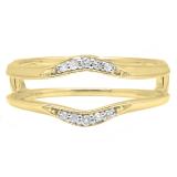 0.10 Carat (ctw) 14K Yellow Gold Round Diamond Ladies Anniversary Wedding Band Guard Double Ring 1/10 CT