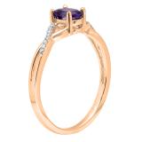 0.50 Carat (ctw) 10K Rose Gold Oval Cut Amethyst & Round Cut White Diamond Ladies Bridal Swirl Split Shank Engagement Promise Ring 1/2 CT