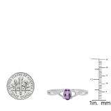 0.50 Carat (ctw) 10K White Gold Oval Cut Amethyst & Round Cut White Diamond Ladies Bridal Swirl Split Shank Engagement Promise Ring 1/2 CT