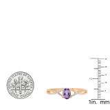 0.50 Carat (ctw) 18K Rose Gold Oval Cut Amethyst & Round Cut White Diamond Ladies Bridal Swirl Split Shank Engagement Promise Ring 1/2 CT