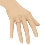 0.15 Carat (ctw) 10K Rose Gold Round Blue Sapphire & White Diamond Ladies Anniversary Wedding Band Stackable Ring