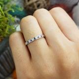 0.15 Carat (ctw) 14K White Gold Round Blue Sapphire & White Diamond Ladies Anniversary Wedding Band Stackable Ring