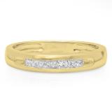 0.35 Carat (ctw) 10K Yellow Gold Princess Cut Diamond Ladies Anniversary Wedding Stackable Ring Band