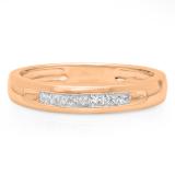 0.35 Carat (ctw) 14K Rose Gold Princess Cut Diamond Ladies Anniversary Wedding Stackable Ring Band