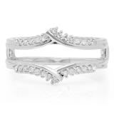 0.25 Carat (ctw) 10K White Gold Round Diamond Ladies Anniversary Wedding Band Enhancer Guard Double Ring 1/4 CT