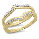 0.25 Carat (ctw) 14K Yellow Gold Round Diamond Ladies Anniversary Wedding Band Enhancer Guard Double Ring 1/4 CT