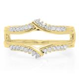 0.25 Carat (ctw) 14K Yellow Gold Round Diamond Ladies Anniversary Wedding Band Enhancer Guard Double Ring 1/4 CT