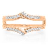 0.25 Carat (ctw) 18K Rose Gold Round Diamond Ladies Anniversary Wedding Band Enhancer Guard Double Ring 1/4 CT