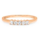 0.25 Carat (ctw) 18K Rose Gold Princess Cut White Diamond Ladies 5 Stone Bridal Wedding Band Anniversary Ring 1/4 CT