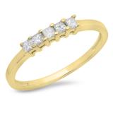 0.25 Carat (ctw) 18K Yellow Gold Princess Cut White Diamond Ladies 5 Stone Bridal Wedding Band Anniversary Ring 1/4 CT