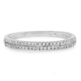 0.14 Carat (ctw) 10K White Gold Round Diamond Ladies Double Row Anniversary Wedding Band