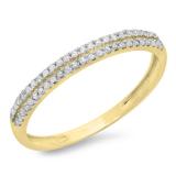 0.14 Carat (ctw) 18K Yellow Gold Round Diamond Ladies Double Row Anniversary Wedding Band
