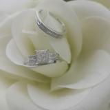 0.23 Carat (ctw) 10K White Gold Round White Diamond Men & Women's Micro Pave Engagement Ring Trio Bridal Set 1/4 CT